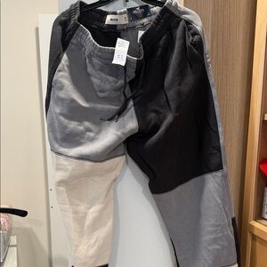 Hollister Men's Tri-Color Joggers in Black, Gray, and Cream